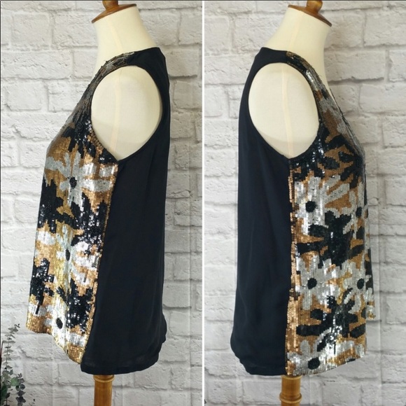 Kay Celine  Matte Sequin Floral Tank Top SM - Picture 3 of 7